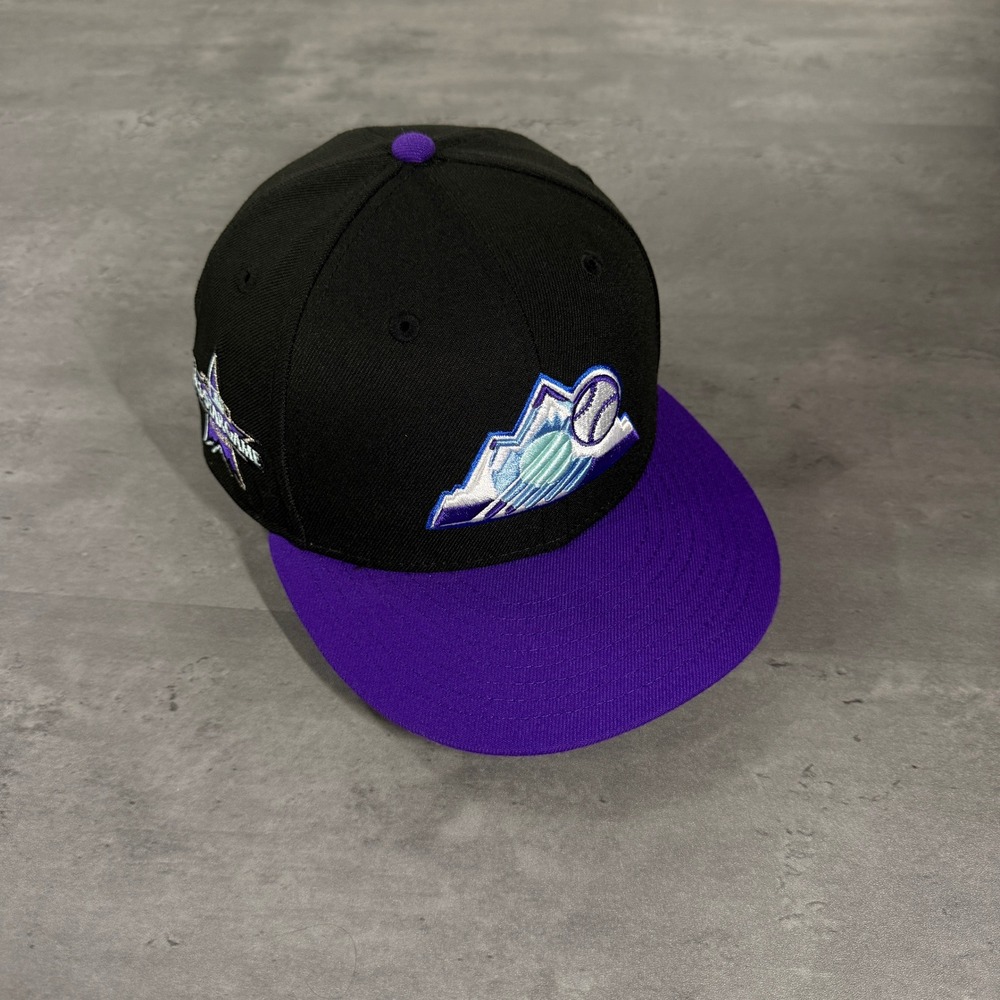 New Era Colorado Rockies Hat 7 1/4 Black Purple Ice Frozen State Flag 2 Tone Cap